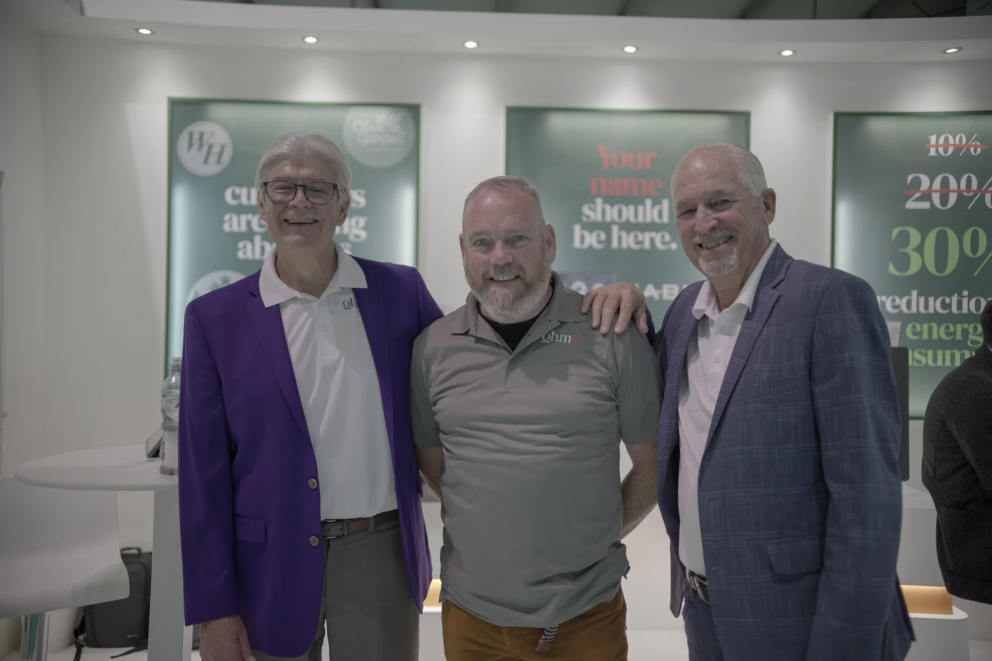 Neil Gannon with two colleagues on the OhmIQ stand at HOST Milano